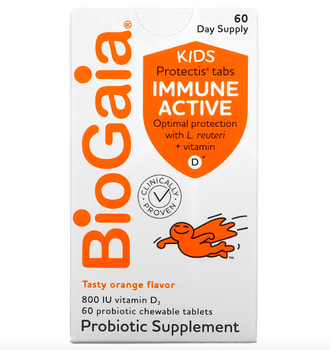 BioGaia Kids Immune Active with L. Reuteri + Vitamin D - Детские жевательные таблетки с пробиотиком и витамином D3
