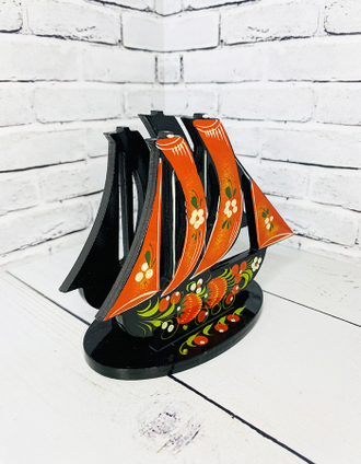 Салфетница Кораблик 115*145 мм с росписью Хохлома