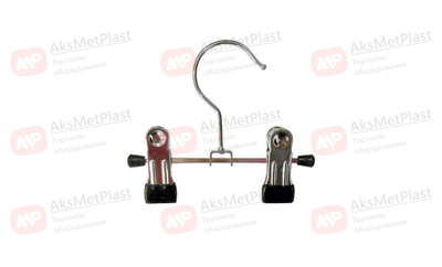 A016 Вешалка металлическая с зажимами хромированная черная 130 мм