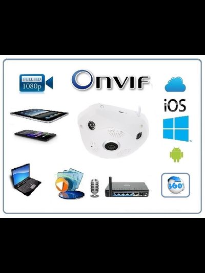 Потолочная - настенная WiFi/LAN видеокамера панорамная с DVR, Full HD 3 Mp  (IP Pro (VR cam. EseeCloud))