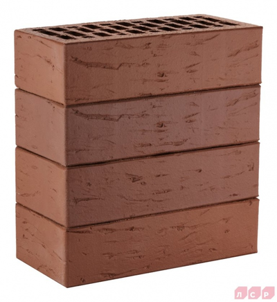 Облицовочный керамический кирпич ЛСР М150, 250х120х65 мм, коричневый Рустик