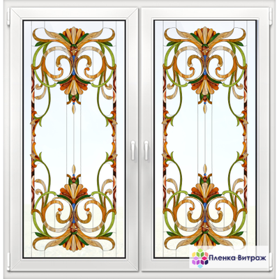 Витражная пленка, витражная пленка самоклеющаяся, пленочный витраж с классическим рисунком