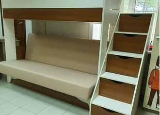 Двухъярусная кровать с диваном и угловой лестницей комодом АТL - 7701 (184x122 и 190x80) + 250 бонусов