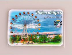 Гибкий сувенирный магнит на холодильник 8х6 см. с фото колеса обозрения на Новосибирской набережной