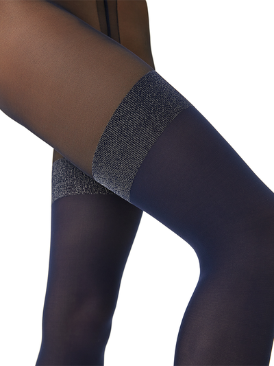 Фантазийные колготки MiNiMi Nuance lurex 70 den - blu/argento (синий/серебро)