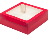 Коробка для зефира с/о (крышка-дно, красная), 200*200*70мм