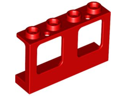 Window 1 x 4 x 2 Plane, Single Top Hole and Single Bottom Hole for Glass, Red (61345 / 4567872 / 6251885)