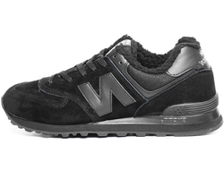 New Balance 574 Classic All Black Winter с мехом