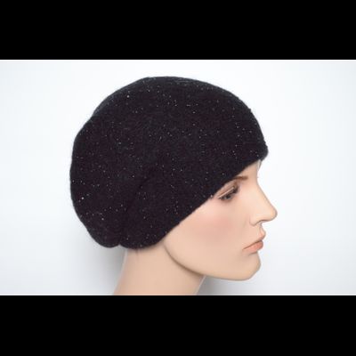 Берет с бисером черный вязаный женский Vizio Италия 6727