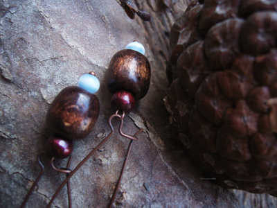 Бохо-серьги "Две серёжки для белочки, лесной принцессы"