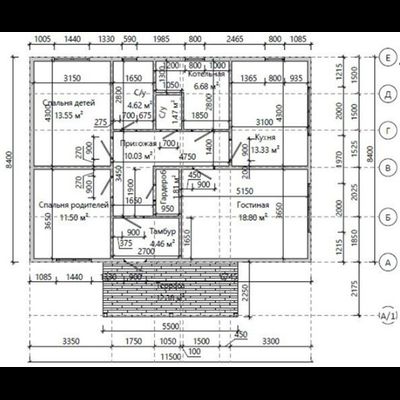Одноэтажный каркасный дом с двумя спальнями 98м² (SK40)