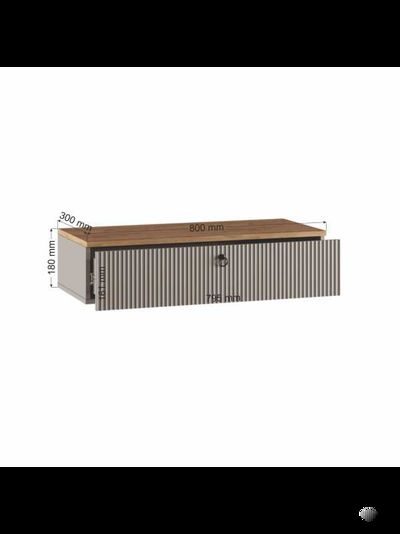 Ника Подвесная консоль, ПВШ 800*180*300 (мдф бежевый мат-05 / лдсп кашемир + дуб делано)