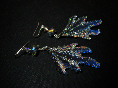 "Звёздный ноктюрн", длинные серьги с крыльями настоящей феи