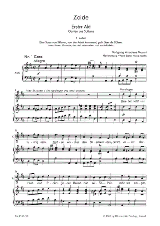 Mozart. Zaide KV344 (336b) Klavierauszug (dt)