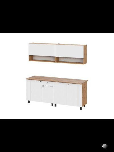 Монако 2,0м Кухонный гарнитур Дуб Золотой / Белый матовый Дуб Вотан