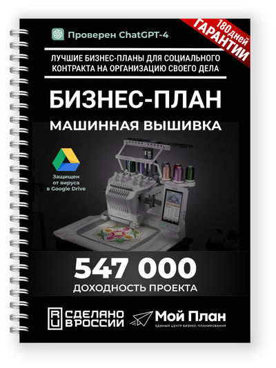 Бизнес-план для социального контракта Машинная вышивка. Форма: Самозанятость.