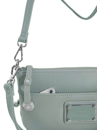 (АРТИКУЛ: 9876) СУМКА ЖЕНСКАЯ НЕБОЛЬШАЯ, НАТУРАЛЬНАЯ КОЖА, С ДВУМЯ НАРУЖНЫМИ КАРМАНАМИ, ГОЛУБАЯ, РЕМЕНЬ ЧЕРЕЗ ПЛЕЧО