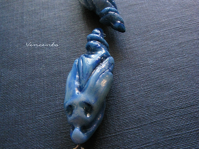 Авторские серьги из холодного фарфора (серьги-капли) "Azur - капельки неба"