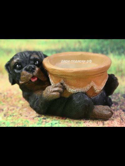 Кашпо Ротвеллер с чашей  11*21см  полистоун Россия 780//011076*