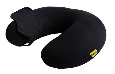 Дорожная подушка-подголовник антистресс "Черный + маска для глаз"