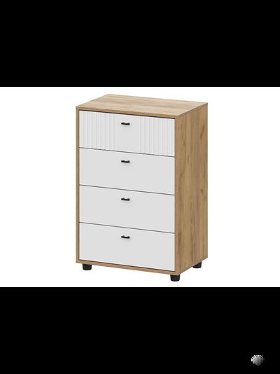 Милан Комод 4 ящика Дуб Золотой/Белый матовый