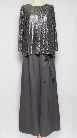 Брюки "палаццо С БАНТОМ" серые р.54