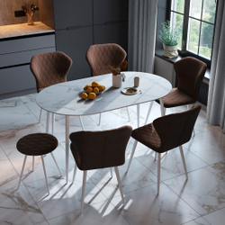 ЙОРК Стул сиденье коричневый, каркас белый