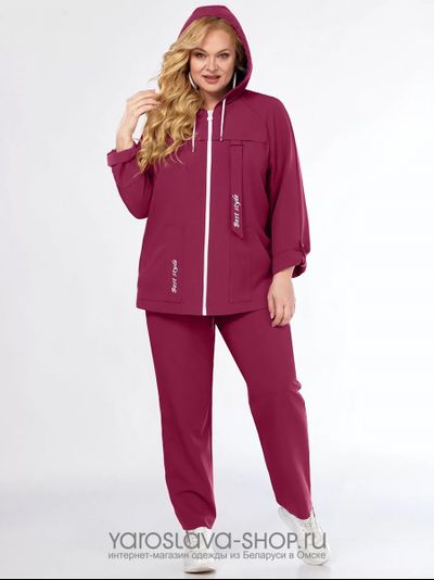 Модель: 393.Двухпредметный комплект, состоящий из жакета-ветровки и брюк в бордовом цвете