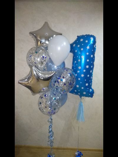 Набор шаров с гелием "Звездный" с цифрой