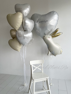 Набор шаров на выписку Зайка и сердечки