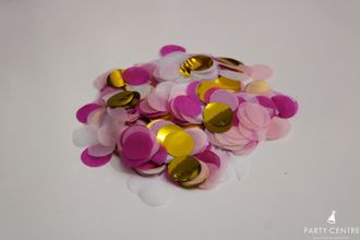 Конфетти микс розовый-фуксия-золото, 2,5 см