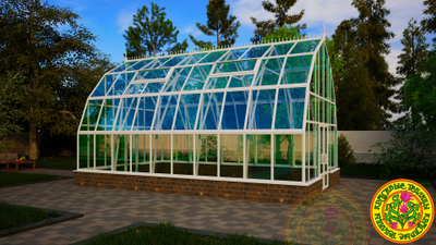 Теплицы из стекла и алюминия “Леонардо” для климата России от производителя теплиц Красивые теплицы