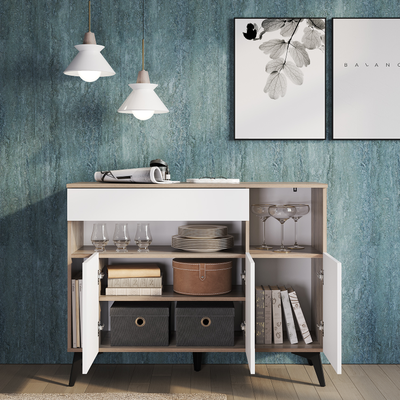 Комод Ева КМ-11 дуб смоки/белый (Мебелони)