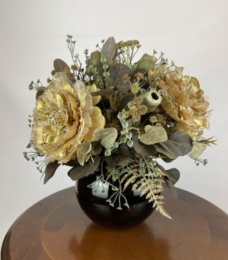 Настольный декор ваза с цветками Шампань
