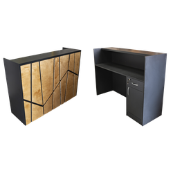 Тучков шоп. Торговое оборудование. Ресепшн. Стойка-ресепшен Лофт с натуральным деревом и узором