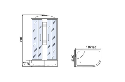 ДУШЕВАЯ КАБИНА RIVER NARA 110/80/44 МТ L 110X80
