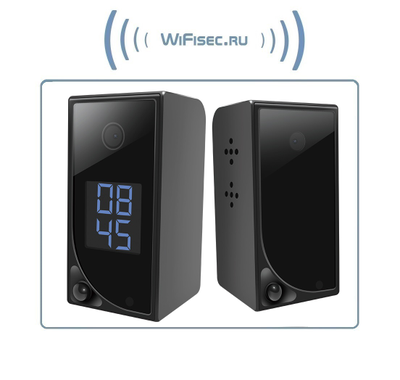 Комнатная беспроводная WiFi видеокамера на аккумуляторе с DVR с табло времени/будильник, Full HD (до 90 дней)  (CamSC Pro)