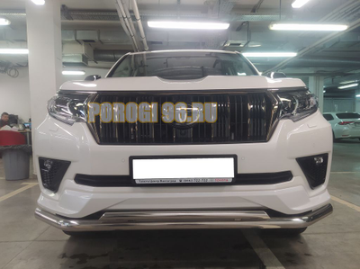 Защита переднего бампера двойная d60/42 для Toyota Land Cruiser Prado 150 Black Onyx (2020-...)