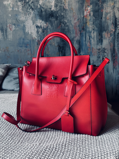 Женская форматная сумка из натуральной кожи, цвет красный рубин, Vera Pelle  Арт.022032