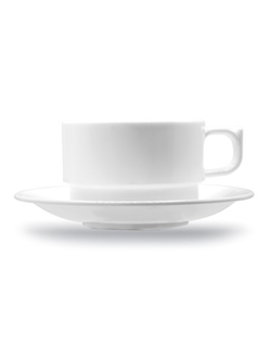 Чашка с блюдцем 200 мл, D 83 мм, H 55 мм, поликарбонат, белый, штабелируемые