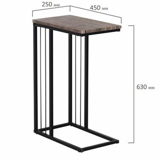 Стол журнальный на металлокаркасе BRABIX "LOFT CT-002", 450х250х630 мм, цвет морёный дуб