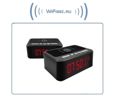 IP видеоняня WiFi (информатор времени + температуры в помещении, охранная видеокамера, беспроводная зарядка, стерео колонка Bluetooth) с DVR, Full HD 2 Mp