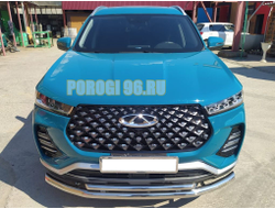 Защита переднего бампера двойная d60/42 для Chery Tiggo 7 Pro 2021-