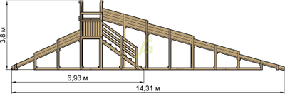 Зимняя горка "IgraGrad Snow Fox", 4 ската, без окраски