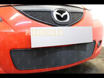 Защита радиатора Mazda 3 2006-2009 (седан) black верх