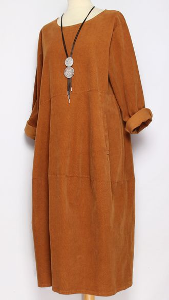 Платье  Бохо "Вельвет-тюльпан плотное1" горчица до р.54