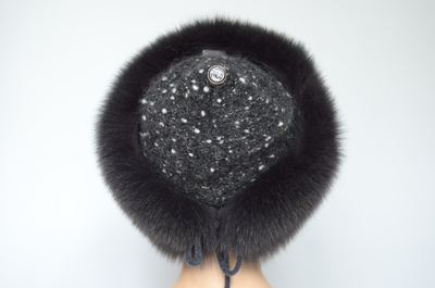 Вязаная итальянская шапка Vizio с меховой отделкой