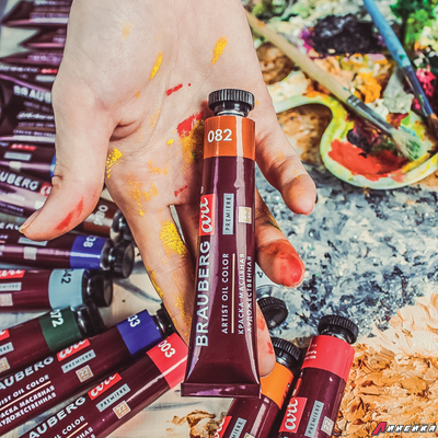 Краски масляные художественные BRAUBERG ART PREMIERE, 18 цв по 22 мл, проф. серия, в тубах. 191459