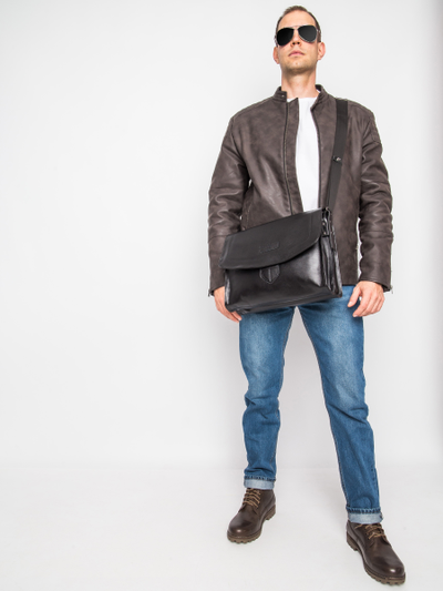 Кожаная сумка через плечо Albano black (арт. 5006-01)