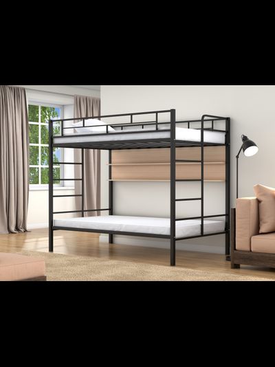 Двухъярусная кровать Валенсия 120 Твист Черный полка дуб молочный фото